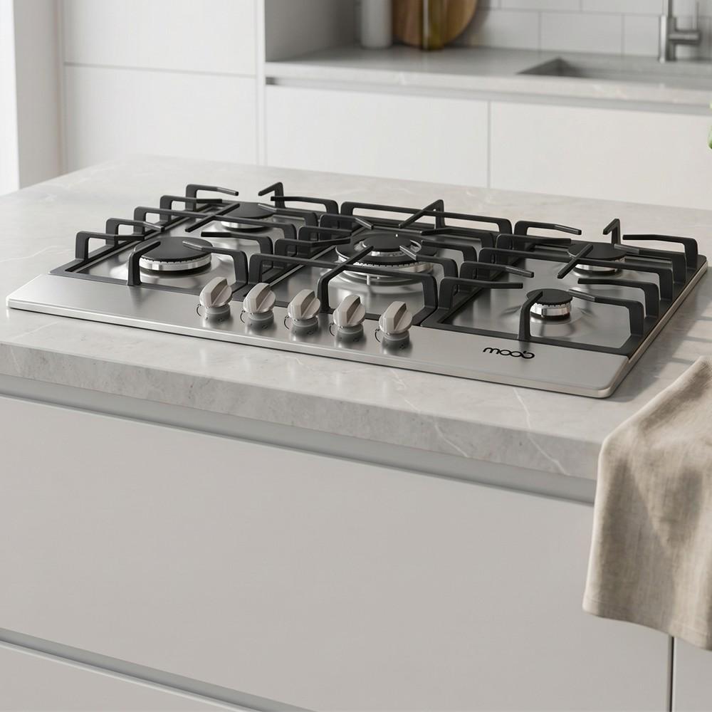 Cooktop Moob Aço Inox 5 Bocas Ferro Fundido -  Bivolt