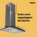 Coifa Moob Vidro Curvo Inox Duto Slim 90 CM - 220V