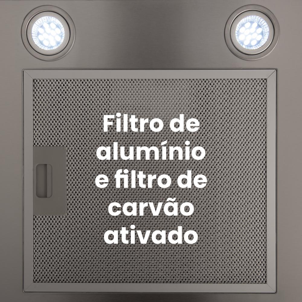 Coifa Moob Vidro Curvo Inox Duto Slim 90 CM - 220V