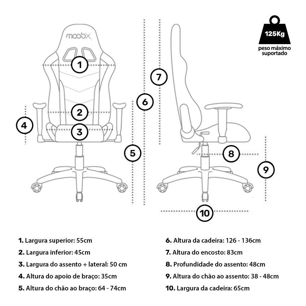 Cadeira Gamer Moob Nitro Preto/Vermelho