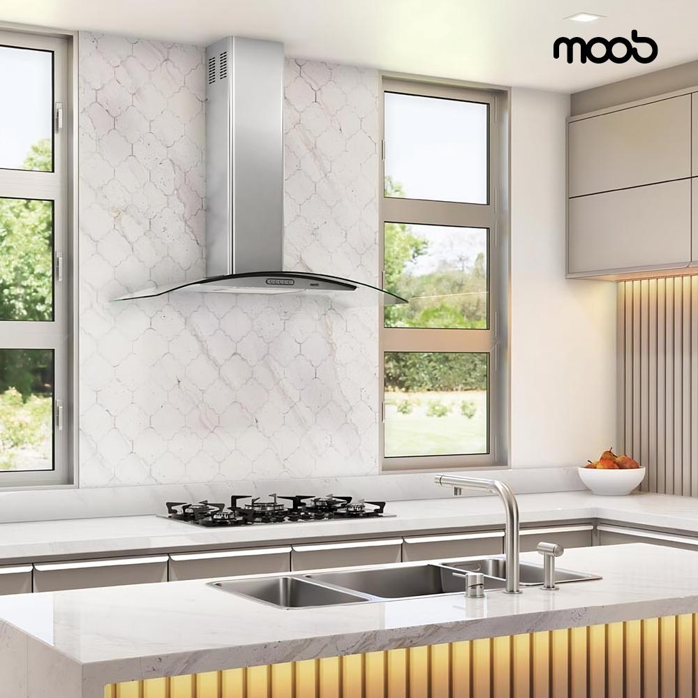Coifa Moob Vidro Curvo Inox Duto Slim 90 CM - 220V