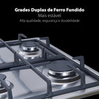 Cooktop Moob Aço Inox 5 Bocas Ferro Fundido -  Bivolt
