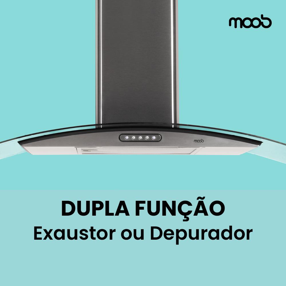 Coifa Moob Vidro Curvo Inox Duto Slim 90 CM - 220V