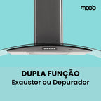 Coifa Moob Vidro Curvo Inox Duto Slim 90 CM - 220V