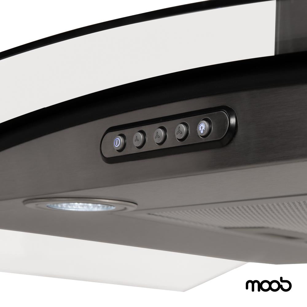 Coifa Moob Vidro Curvo Inox Duto Slim 90 CM - 220V