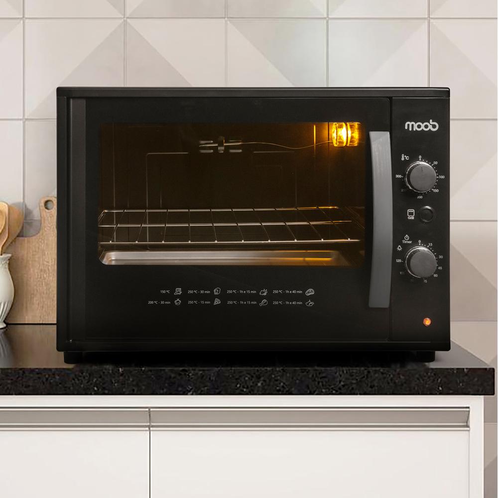 Forno Elétrico de Bancada Moob Top 60 Litros Função Grill Preto 220V