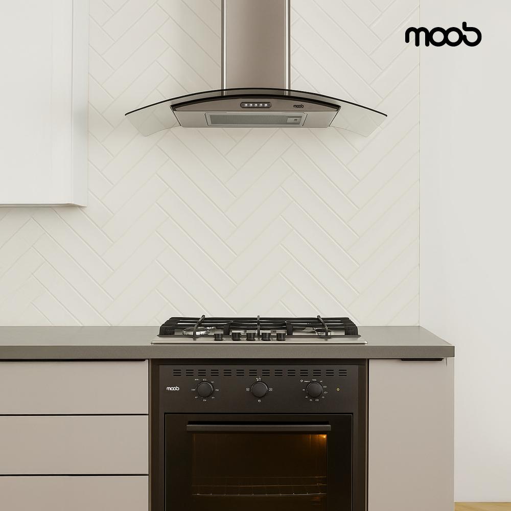 Coifa Moob Vidro Curvo Inox Duto Slim 90 CM - 220V