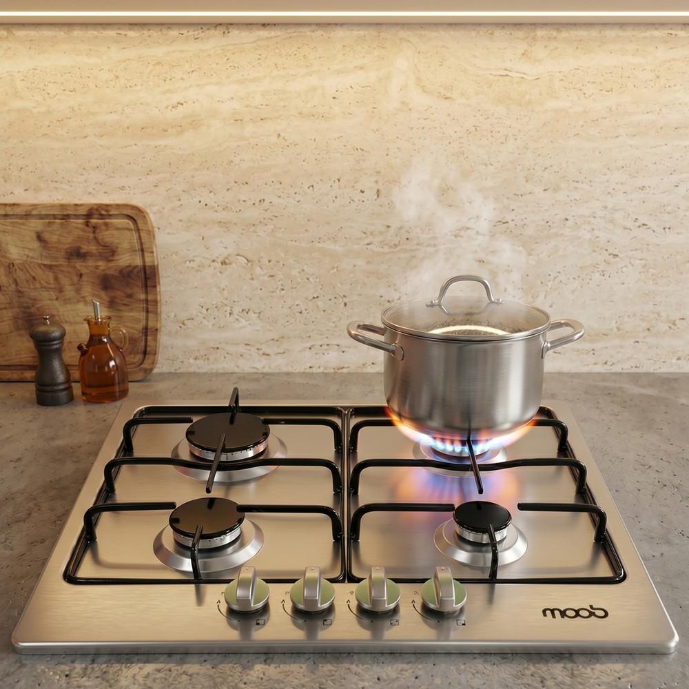 Cooktop Moob Aço Inox 4 Bocas - Bivolt