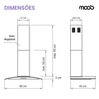Coifa Moob Vidro Curvo Inox Duto Slim 90 CM - 220V