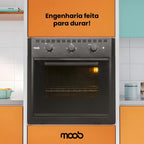 Forno Elétrico de Embutir Moob Luz Interna e Função Grill 60 Litros Preto 127V