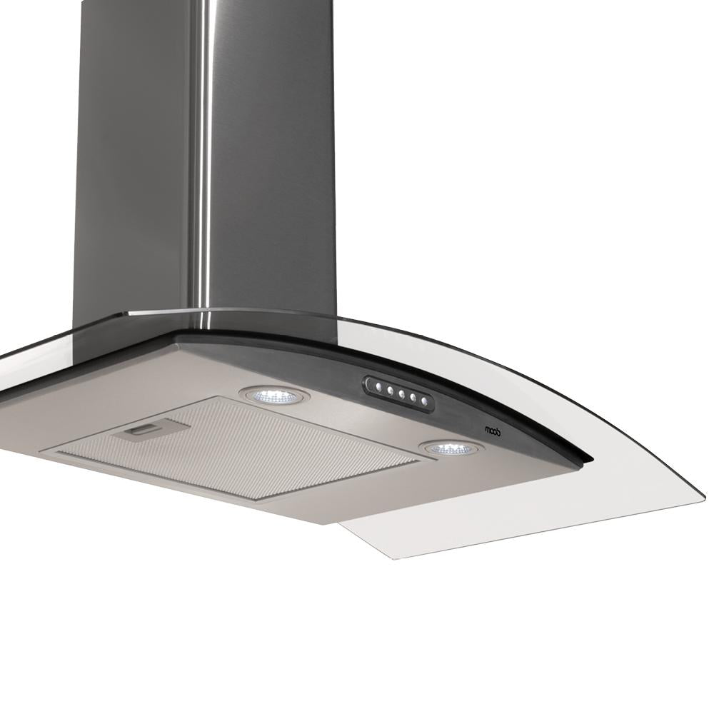 Coifa Moob Vidro Curvo Inox Duto Slim 90 CM - 220V