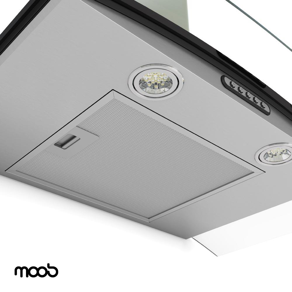 Coifa Moob Vidro Curvo Inox Duto Slim 90 CM - 220V