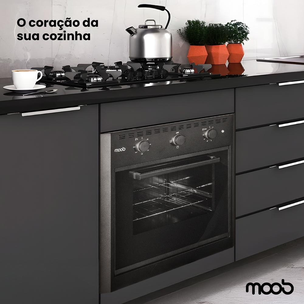 Forno Elétrico de Embutir Moob Luz Interna e Função Grill 60 Litros Preto 127V