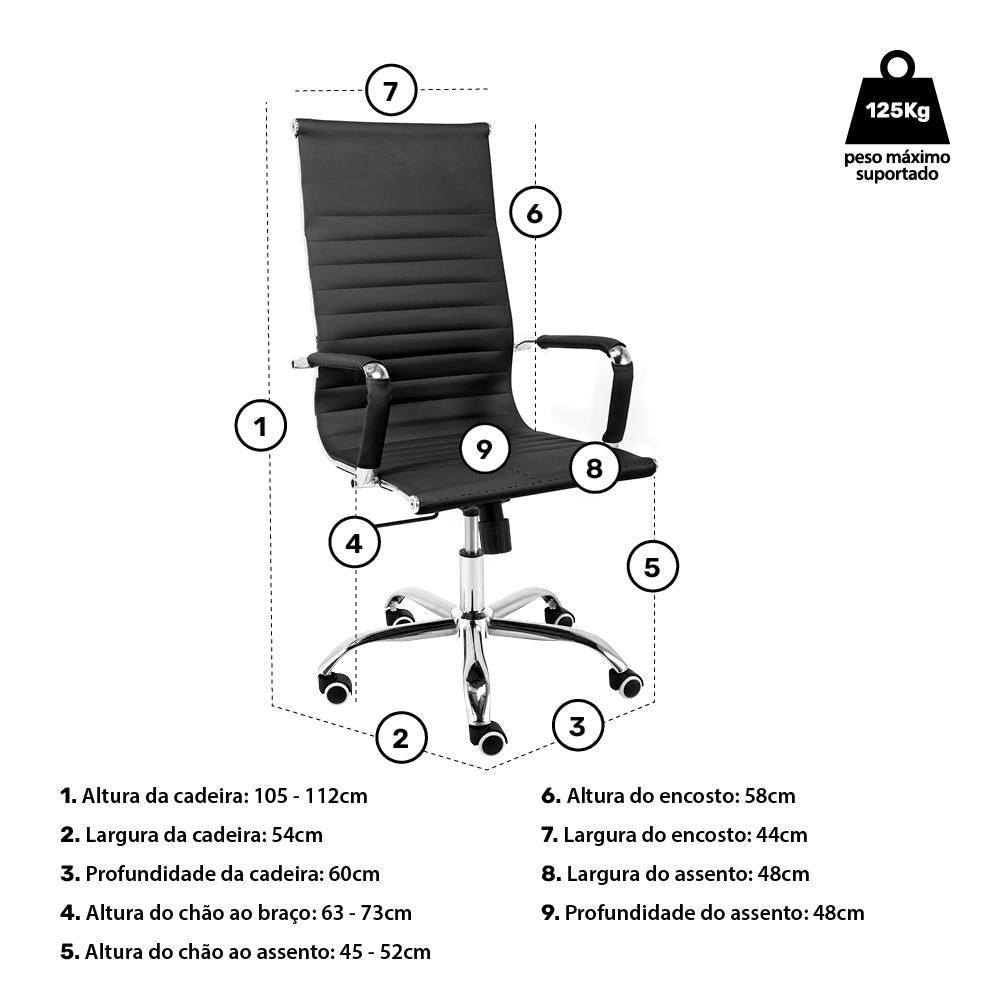 Cadeira Moob Boston Presidente Preta/Cromada